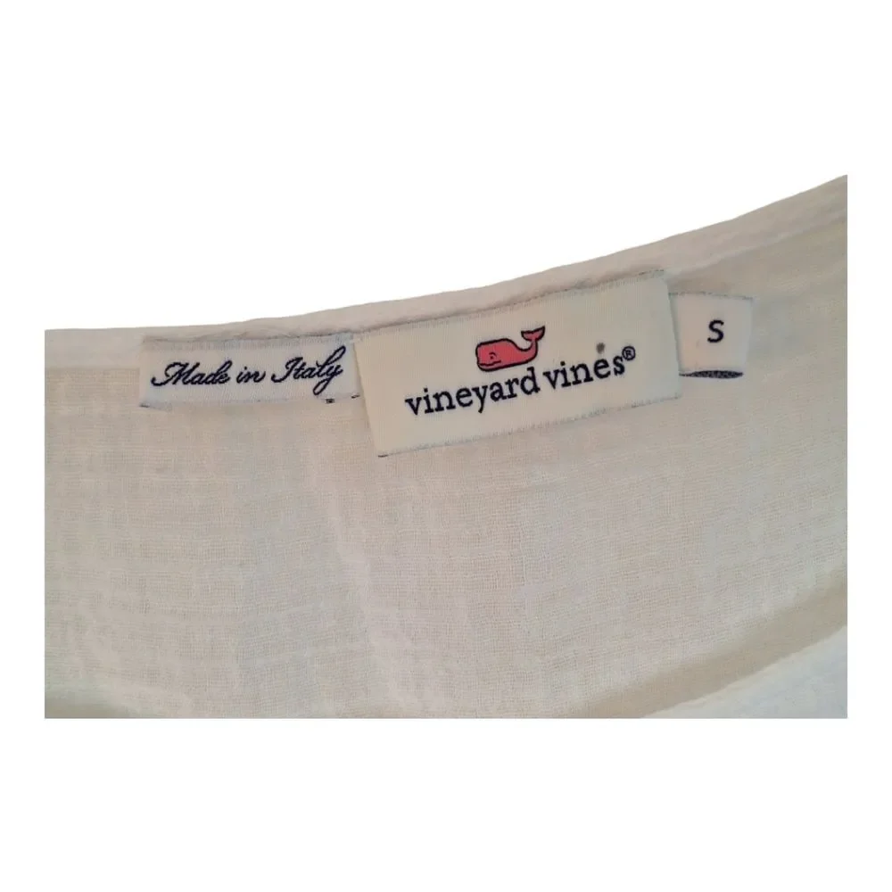 Vineyard Vines White Cotton Gauze High Low Ruffle Dress Made in Italy Oversize S